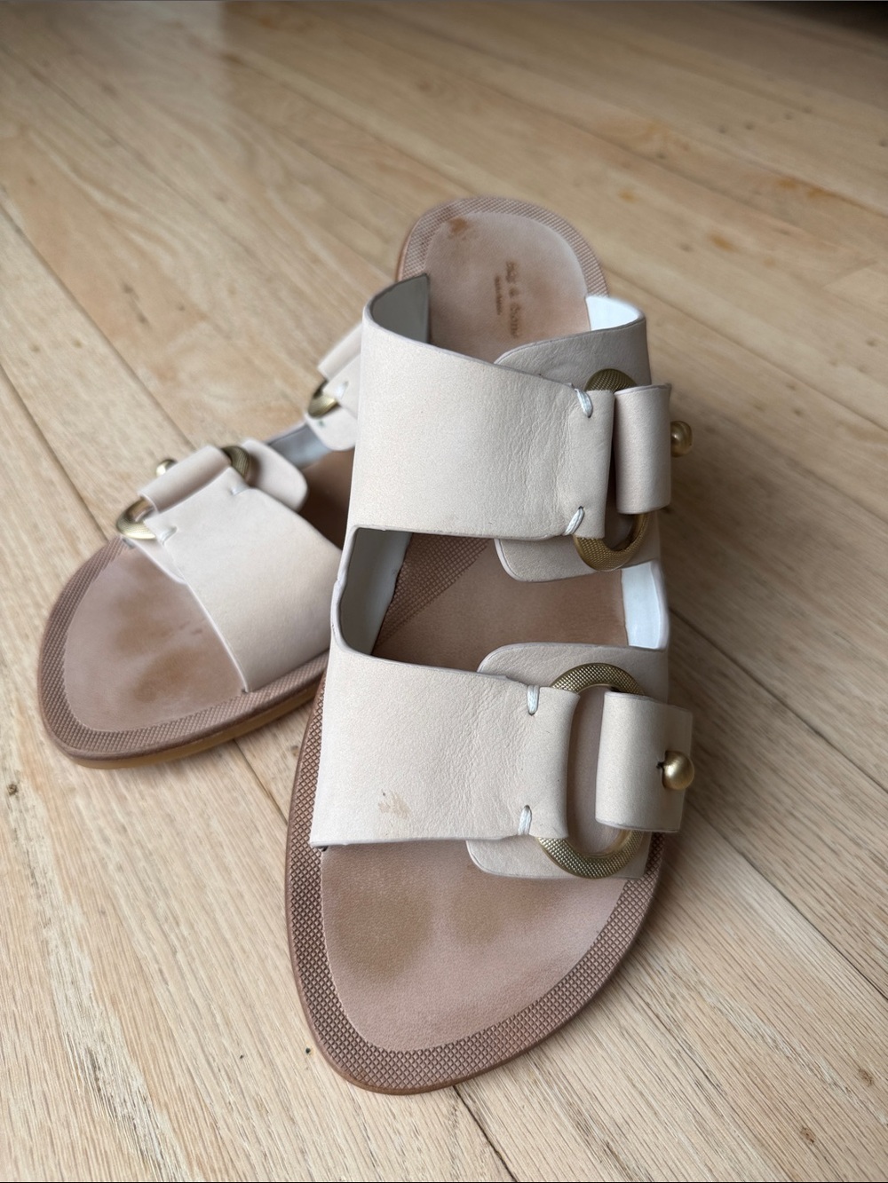 rag & bone Nude Double-Buckle Slide Sandals sz 41